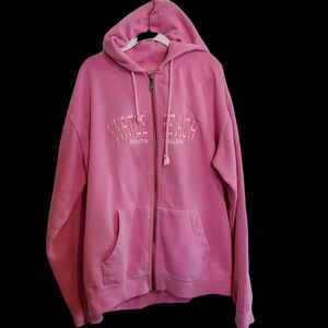 Vintage hot pink zip-up hoodie size Large